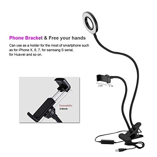 Selfie Ring Light - 360 degree rotation Long Arm USB charging
