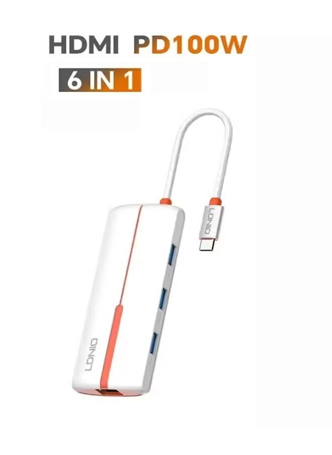 USB C Hub Docking Station - 6-in-1 4K@60Hz 60W Power Delivery