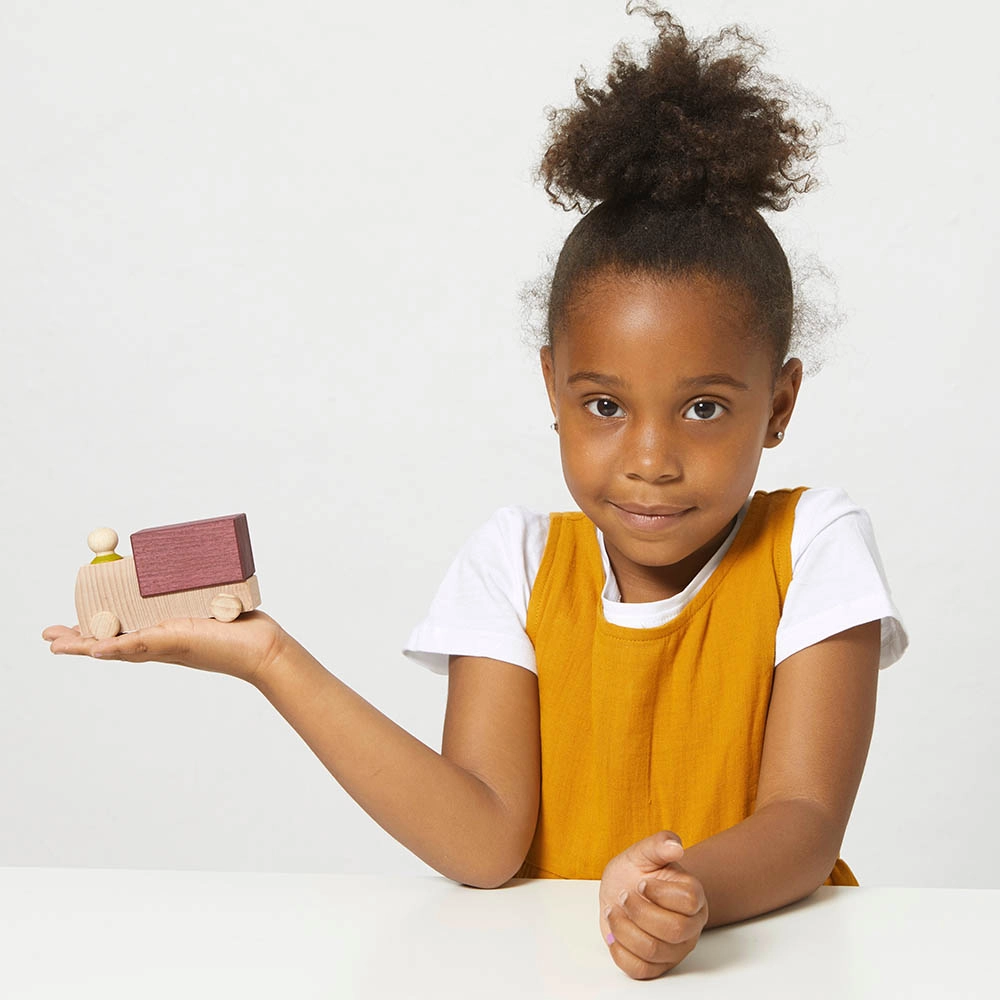 Wooden Truck With Driver - Blue Suitable for 3 years & above