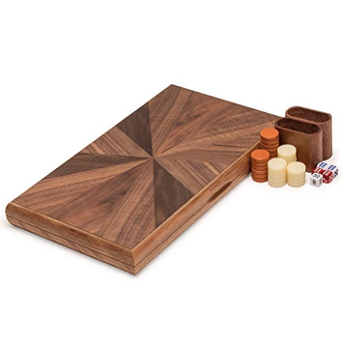 Wood Inlay Backgammon Game Set - Brown Acrylic