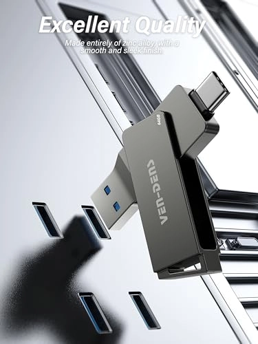 2-in-1 USB 3.2 Flash Drive - USB 3.2 Gen 2 Type-C & USB-A 64GB