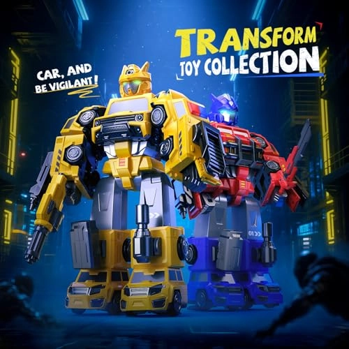 5 In 1 Magnetic Transform Construction Trucks - Yellow Easy DIY Assembly