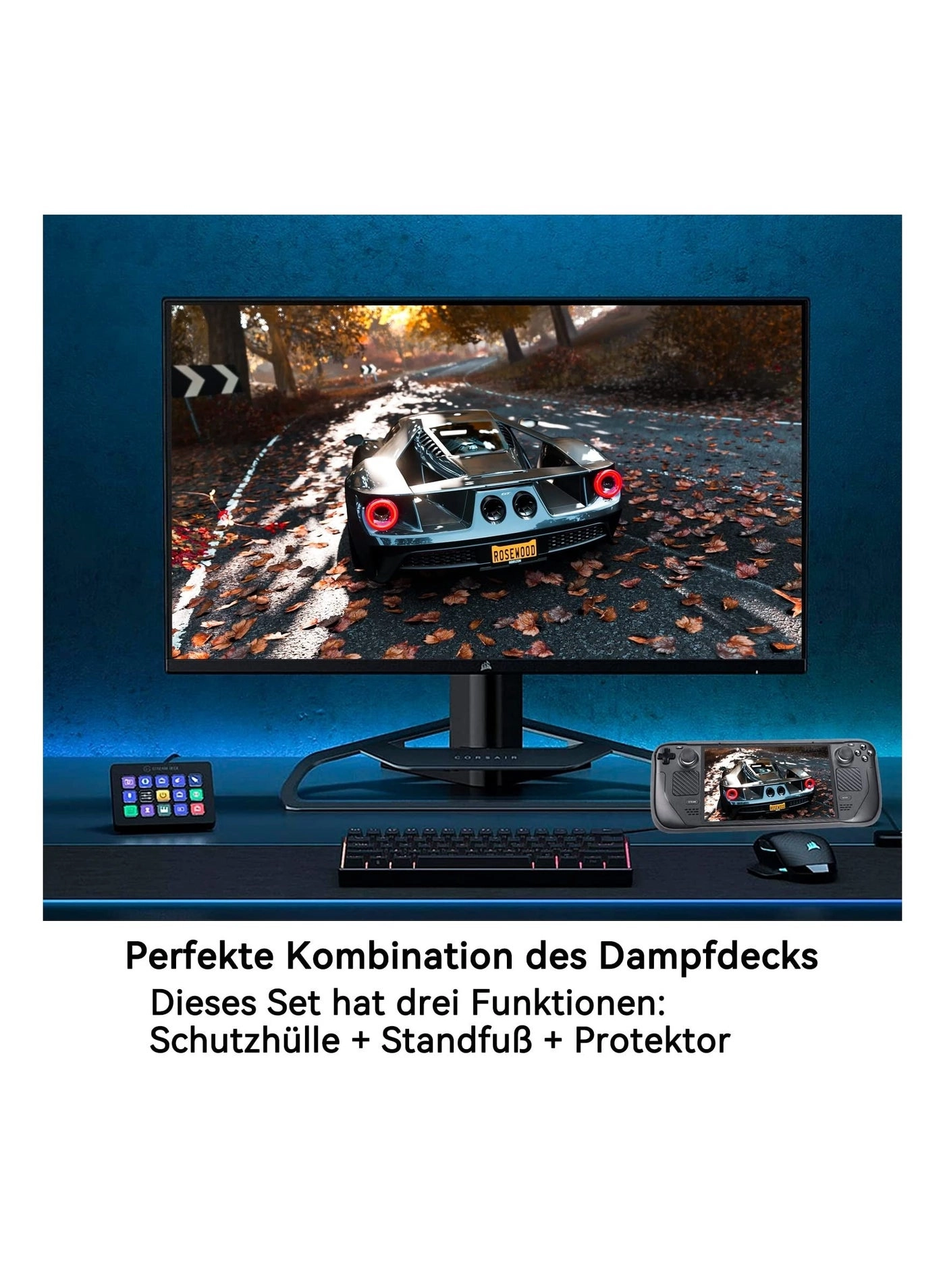 Foldable Kickstand Protective Case for Steam Deck - TPU Black