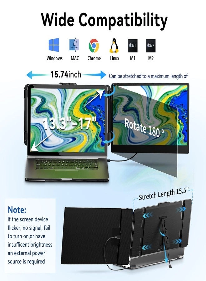 Laptop Screen Extender Monitor - Dual 14 inch IPS FHD 1080P