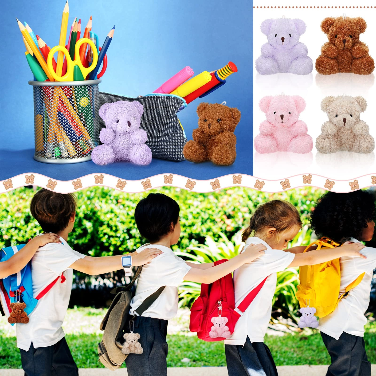 Bear 10 cm Plush - 24 Count Keychain