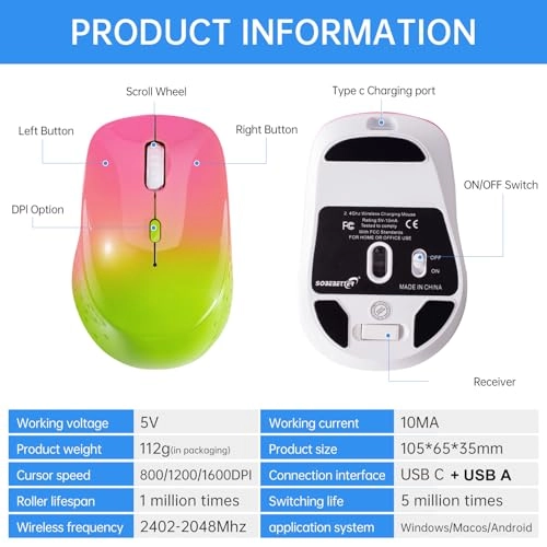 Type C Wireless Mouse - USB, USB A