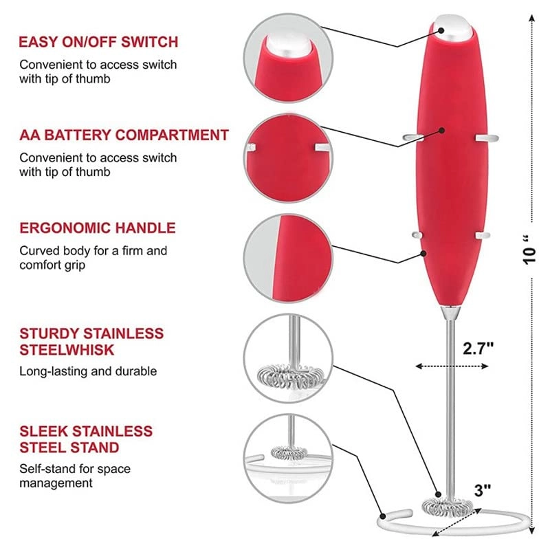 Handheld Mini Egg Beater - two AA batteries Yellow