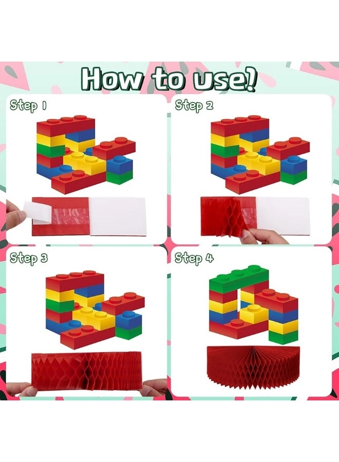 Building Block Honeycomb Centerpieces - 9 Pieces Birthday