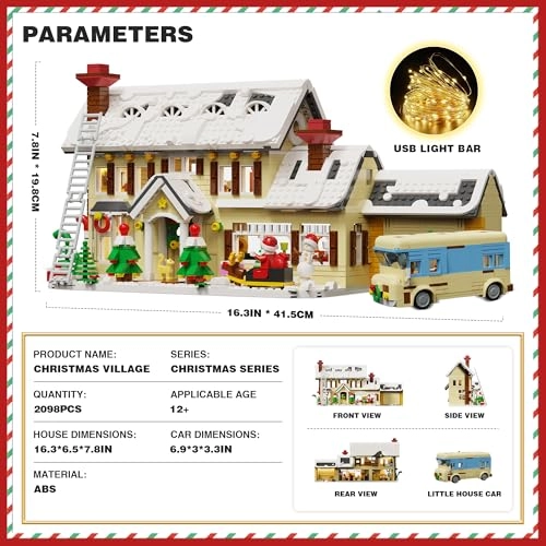 Christmas House Village Building Blocks (BuildingBlock) - Light Snow Cabin Camper