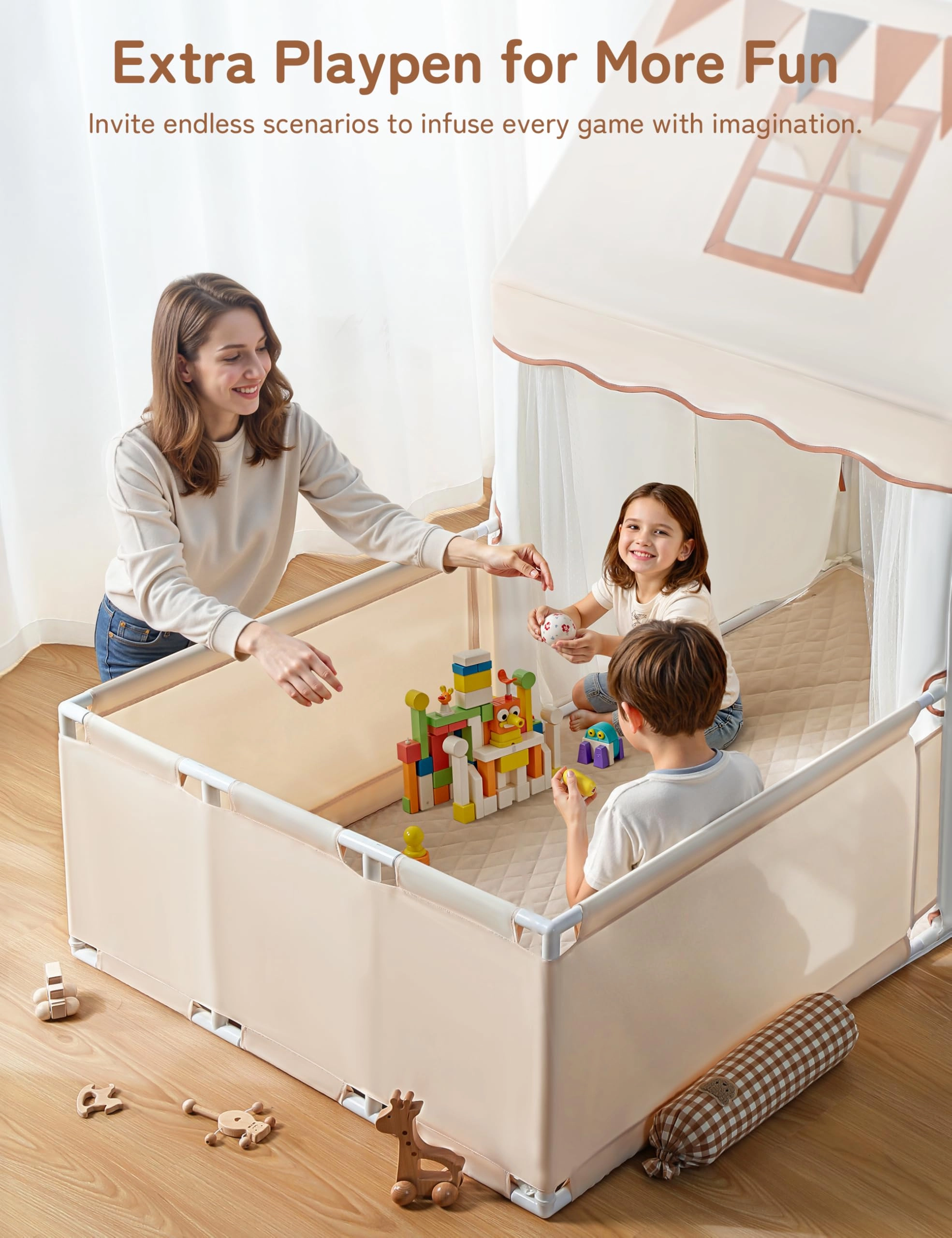 Kids Play Tent - 2-IN-1 69" x39" x 53"