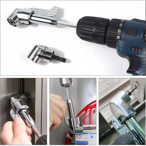 105°1/4 Inch Right Angle Drill Adapter - Long and Short Extension chromium-vanadium alloy steel