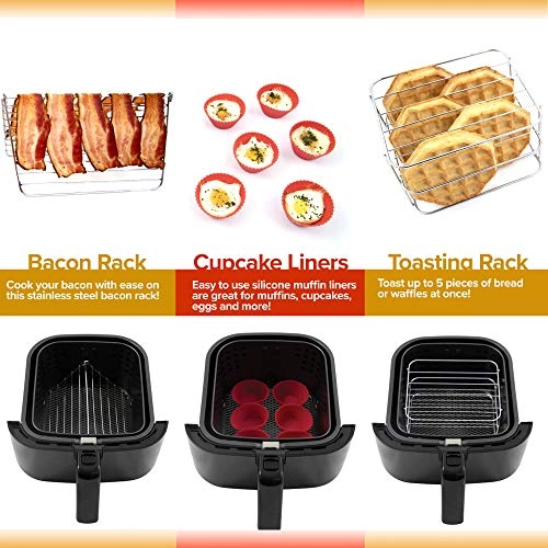 Silicone Egg Liners + Stainless Steel Toaster Rack + Stainless Steel Bacon Rack - Stainless Steel 6 piece(s)