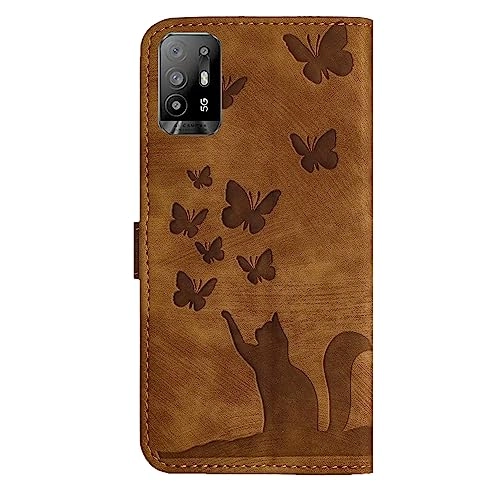 Cute Cat Case Wallet Embossed Flip Cover for OPPO A94 5G