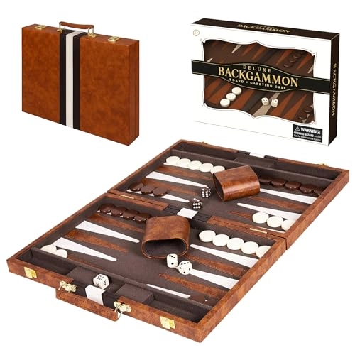 Backgammon Set - Classic Edition Premium Leather Case