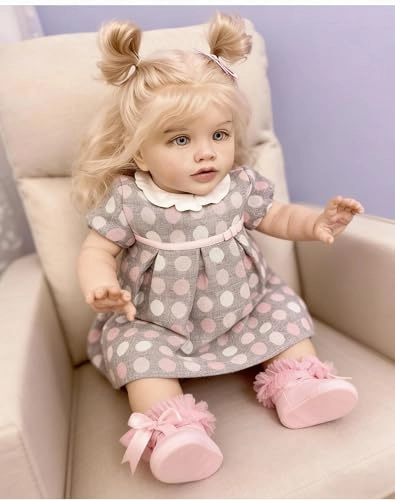 Pippa Reborn Baby Doll - 26 inch Cotton Vinyl Hand-rooted Curly Hair Ages 3+