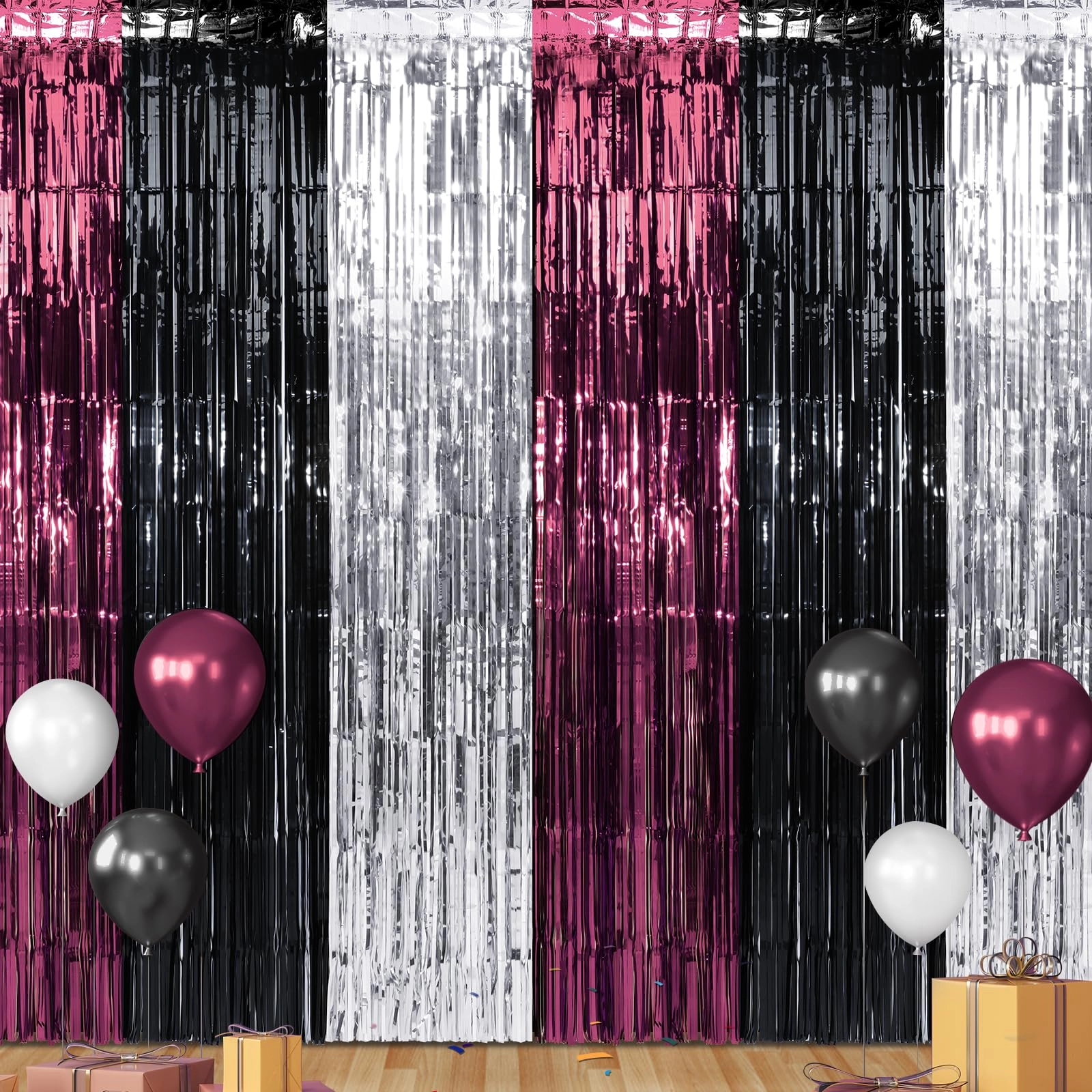 Foil Fringe Curtain - 3 Birthday Graduation Prom Wedding Pack