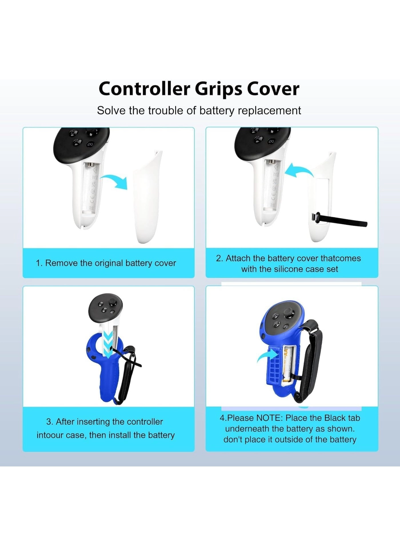 Controller Grips for Quest 3 - Upgraded Adjustable Foam Knuckle Straps