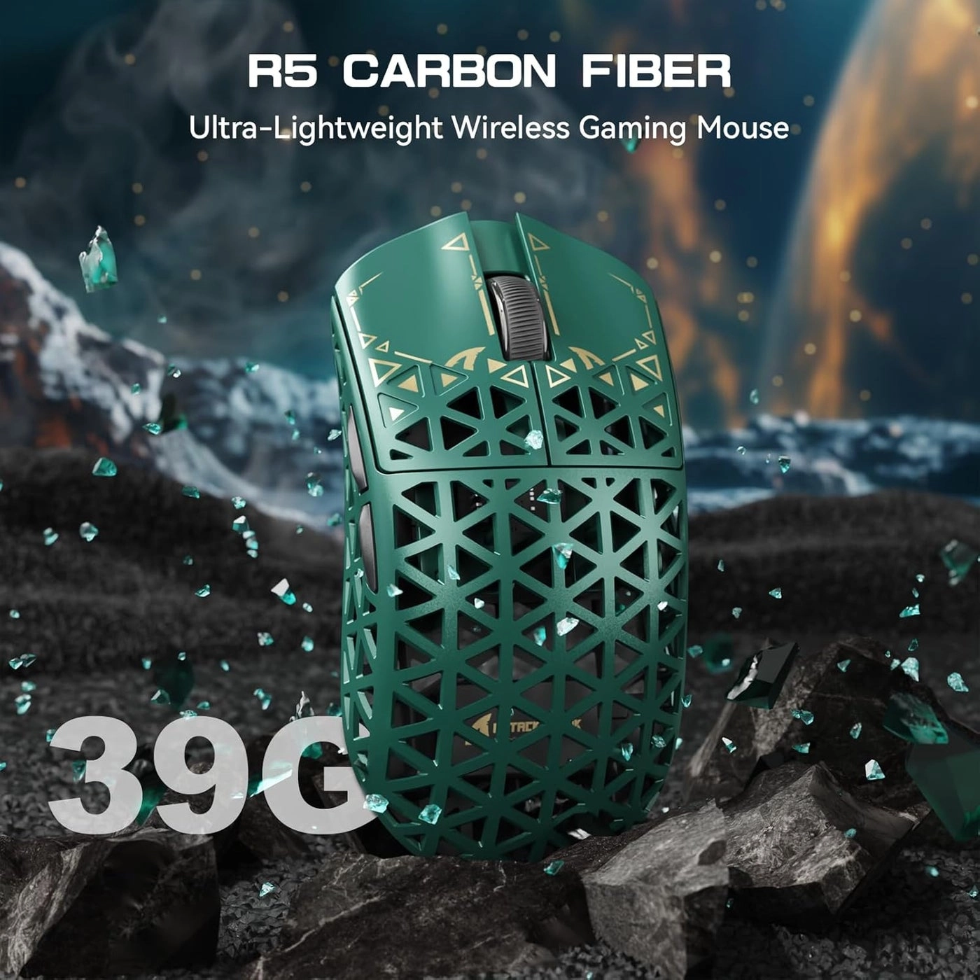 R5Ultra 8K Carbon Fiber Gaming Mouse - 2.4G Wireless Bluetooth USB