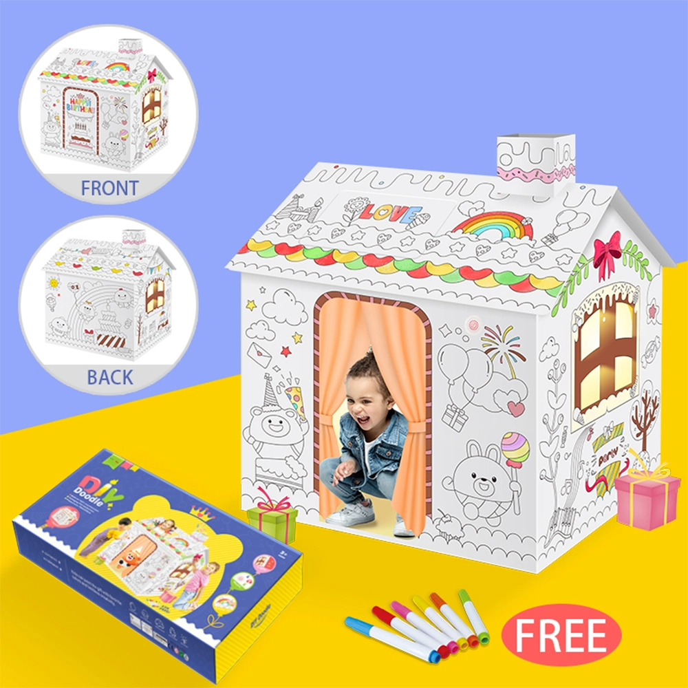 DIY Doodle Colouring Kit - Happy Birthday House - 6 vibrant sketch pens