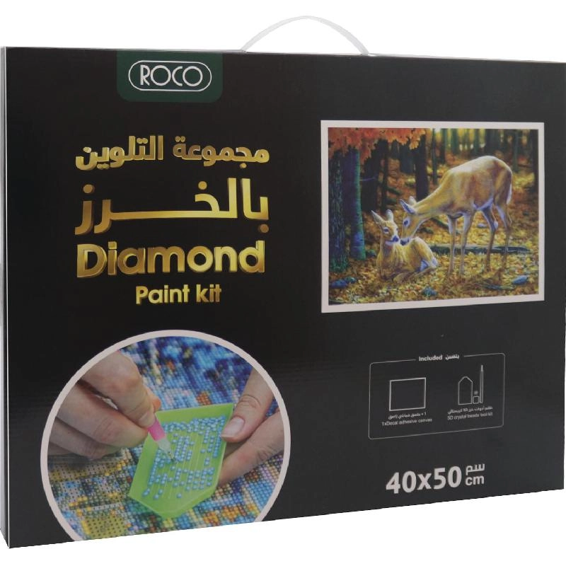 Roco Deer Diamond Painting Kit - Deer 24 Packs Crystal Beads + Tools + Pattern