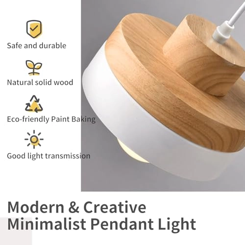 Round Wood Pendant Light - E27 18cm