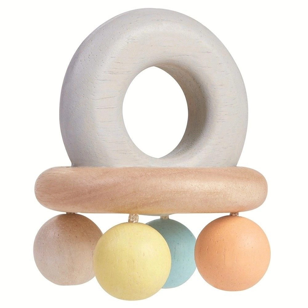 PlanToys Bell Rattle - 3 + sustainable rubber wood