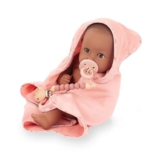 Cosy Aquini Baby Doll - 13" Soft Cloth Bath Brown Hair Brown Sleeping Eyes