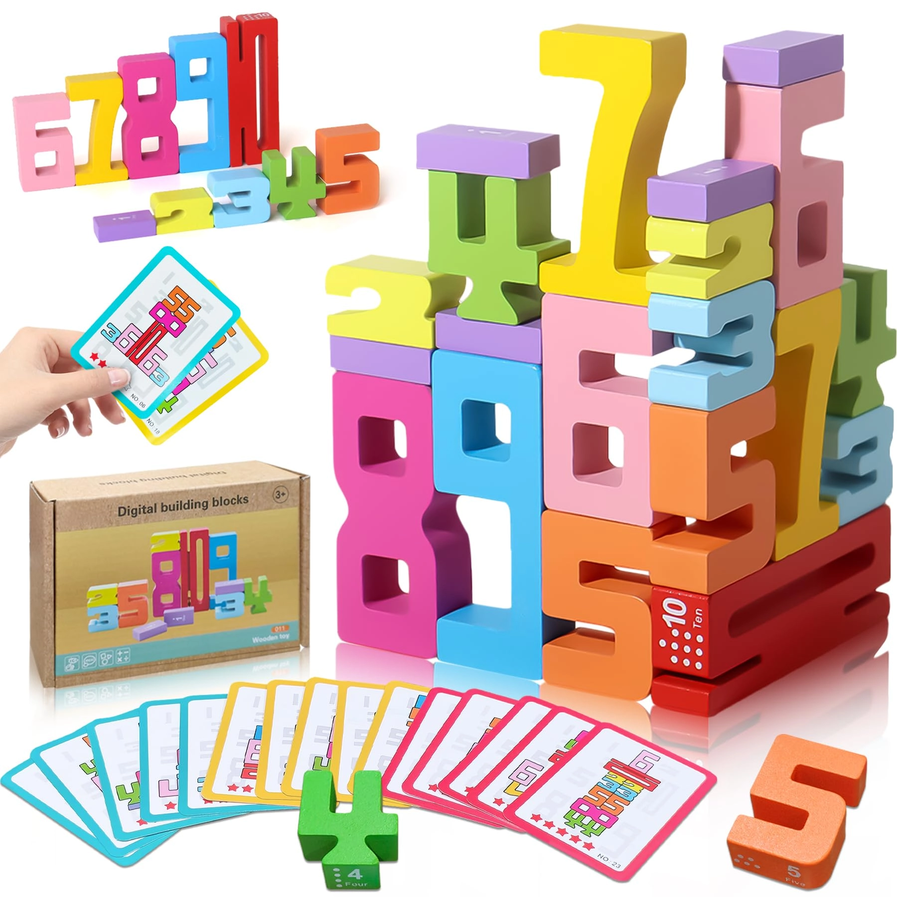 LENND Wooden Number Building Blocks - 3+ Years Old 20 pieces