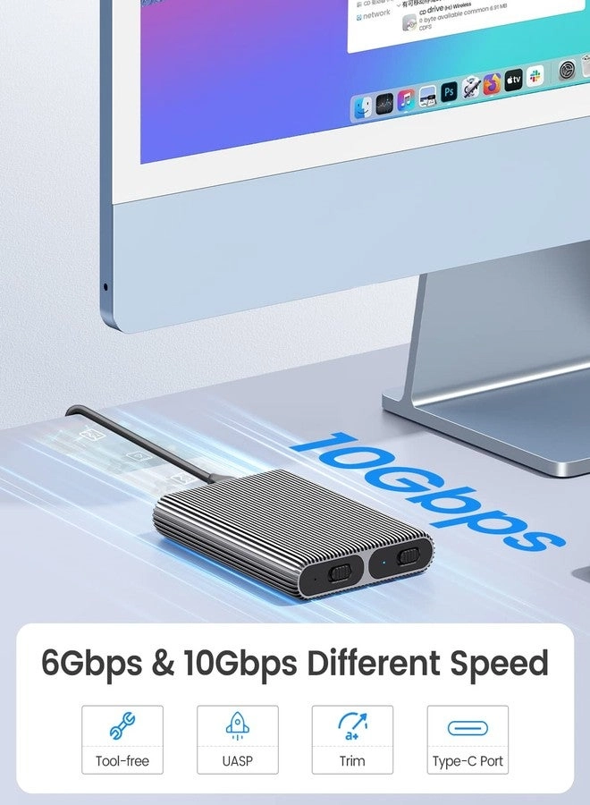 Dual M.2 NVMe with SATA SSD Enclosure - USB C M Key PCIe & B+M Key 2230/2242/2260/2280