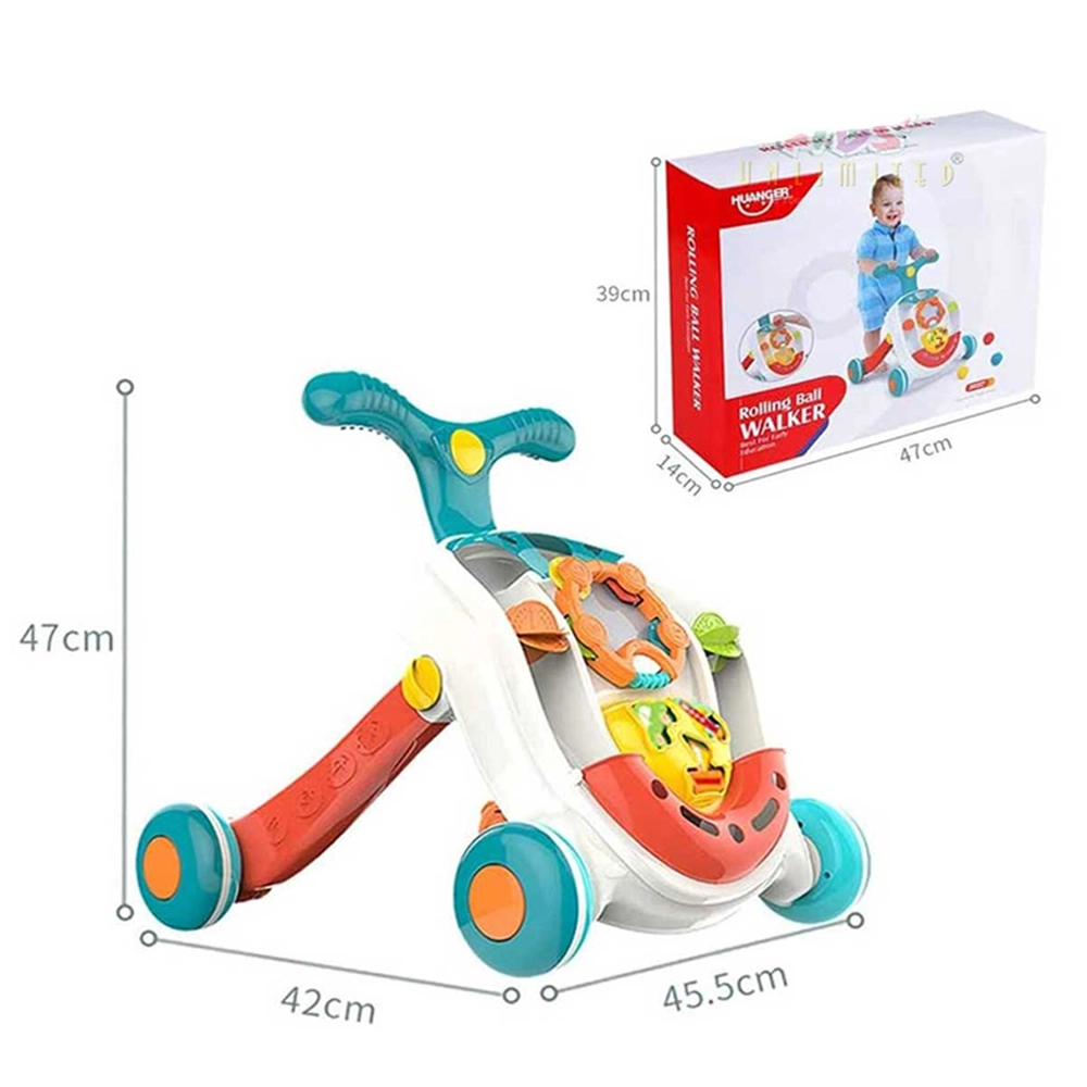 Baby Rolling Ball Walker With Caddy Diaper Organizer - Multicolor