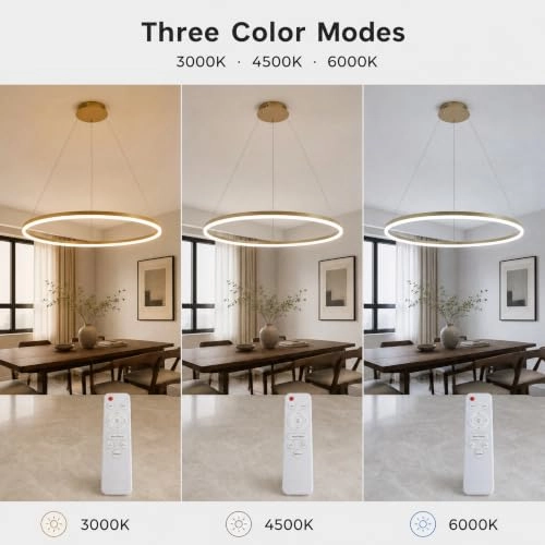 Modern Round LED Chandelier - 3000K–4000K–6000K Dimmable