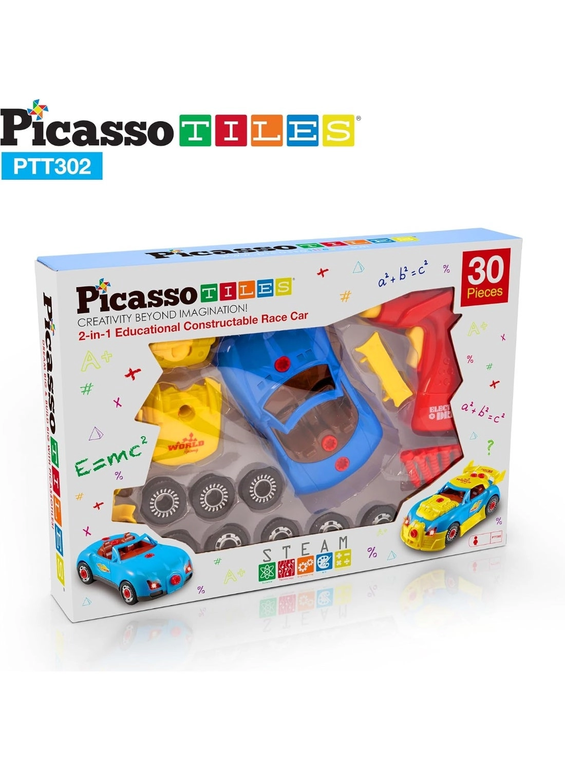 PicassoTiles Magnetic Led Race Car - 30 pcs