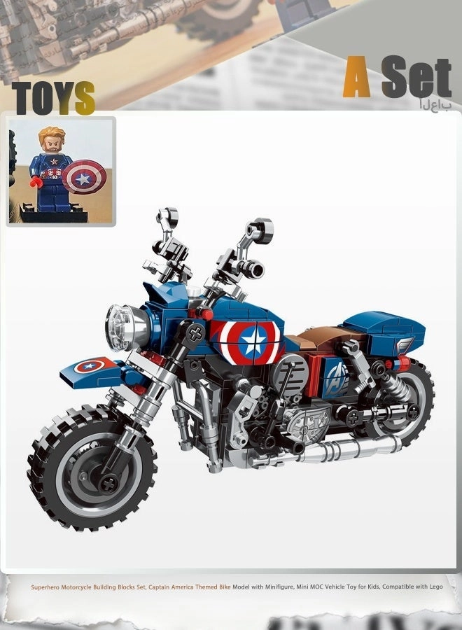 Generic Captain America Motorcycle Building Blocks Set - Superhero