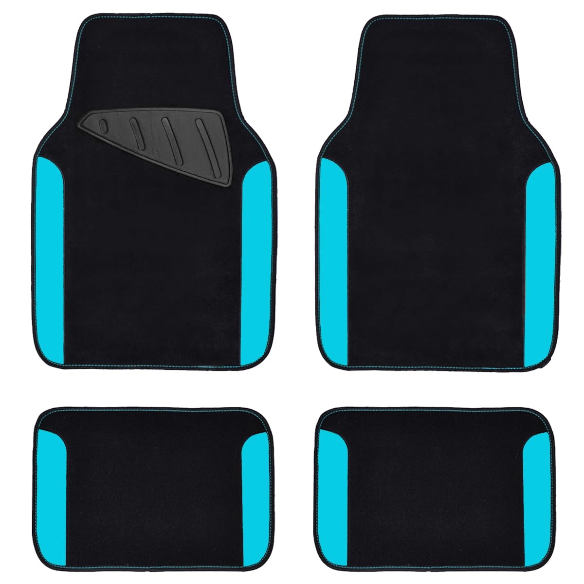 Universal Fit Car Floor Mats - Set of 4pcs Black and Burgundy