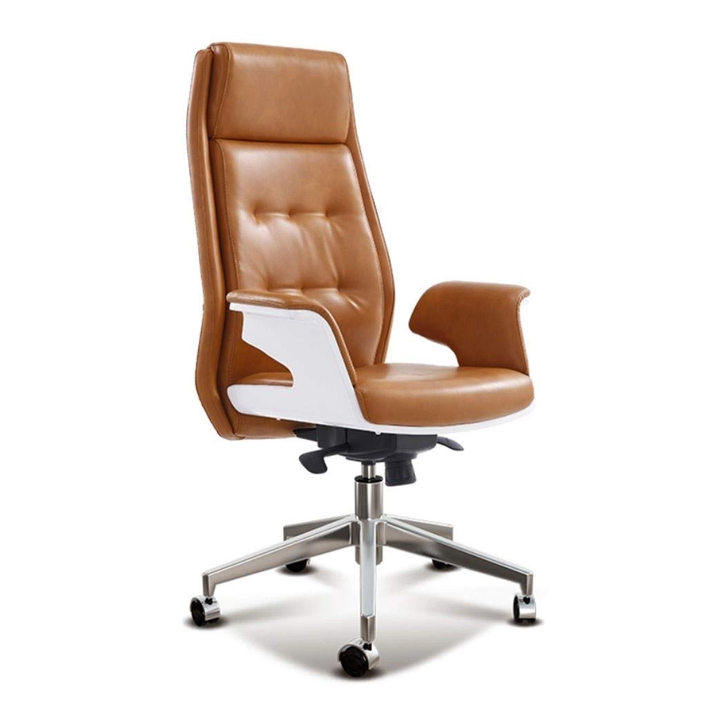 Desk Chair - PU Leather Brown High Back
