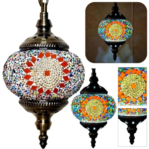 Moroccan Turkish Mosaic Pendant Ceiling Lamp - E27 13cm 80cm