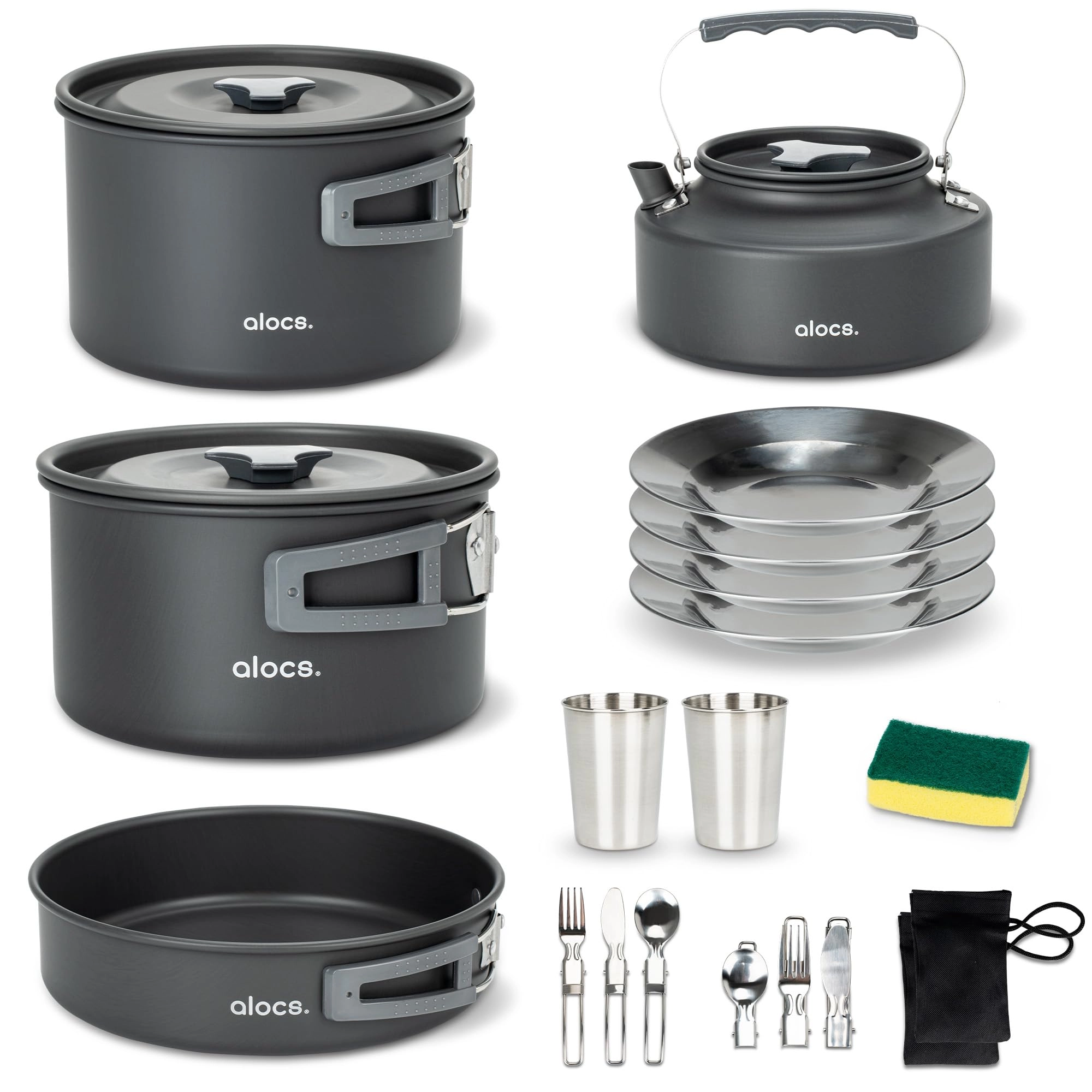 alocs Camping Cookware set - 1.7L 3L 0.8L