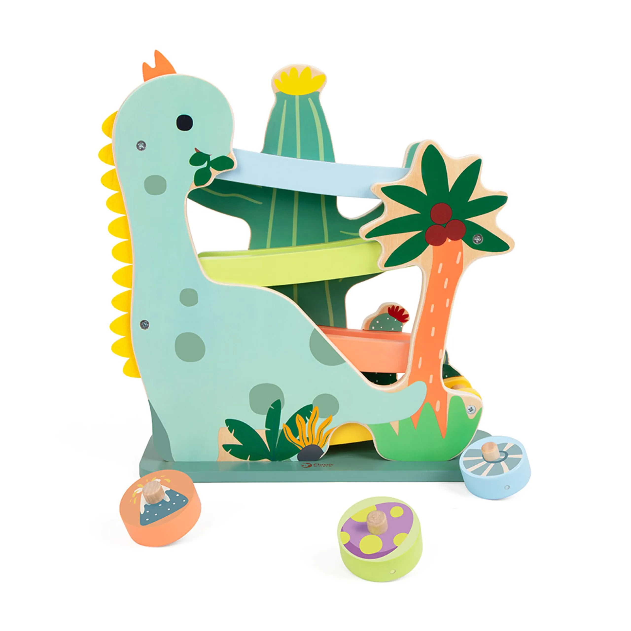 Wooden Dinosaur Slide - 4-piece interactive racing track set 31.7 x 11 x 32.1 cm