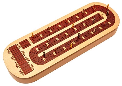 Continuous 4 Track Cribbage Board - Blood Wood Maple Wood