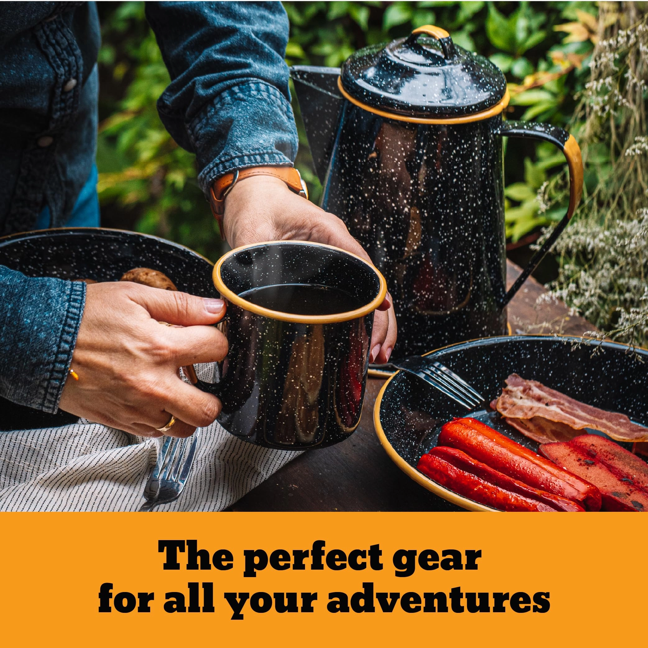 Outdoor Coffee Boiler Set - 8 Cups Enameled Steel