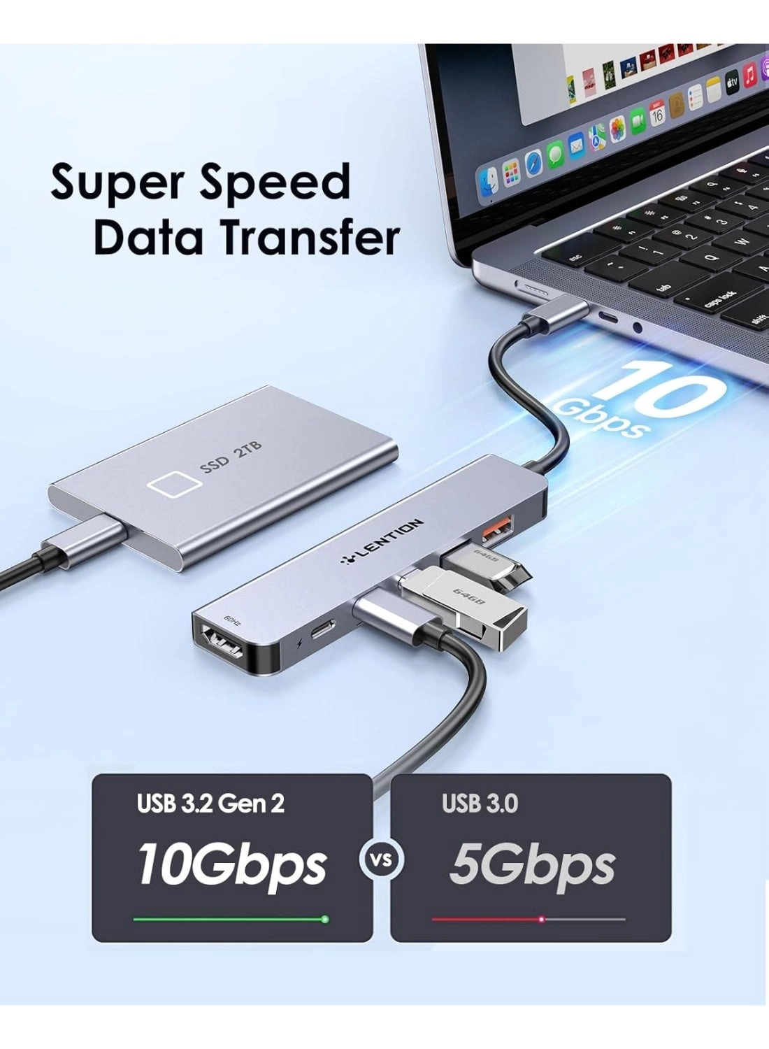 USB C Hub - Windows PC Mac iPhone 15