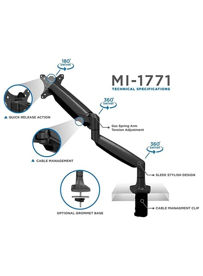 Single Monitor Arm - 1 32 inch 75x75mm 100x100mm