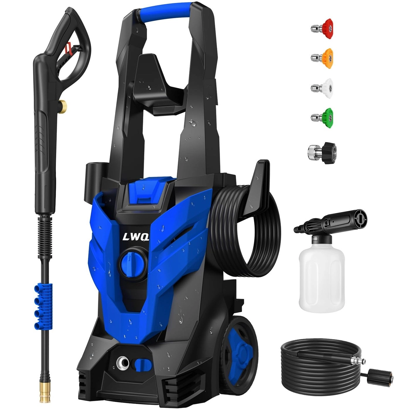 LWQ Pressure Washer - 4 Quick Connect Nozzles 1 Foam Cannon