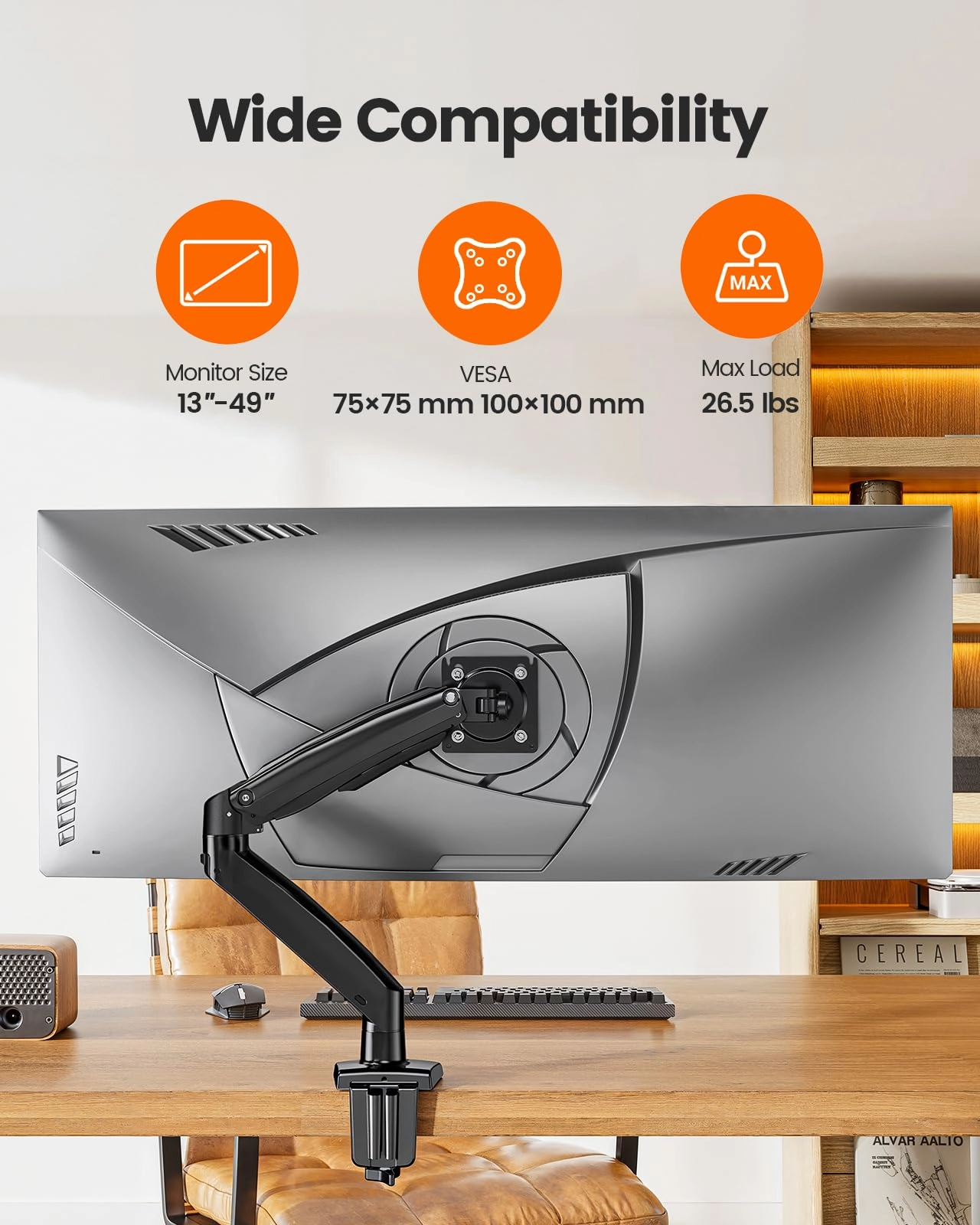 Single Monitor Mount - 13 to 49 inches VESA 75/100mm