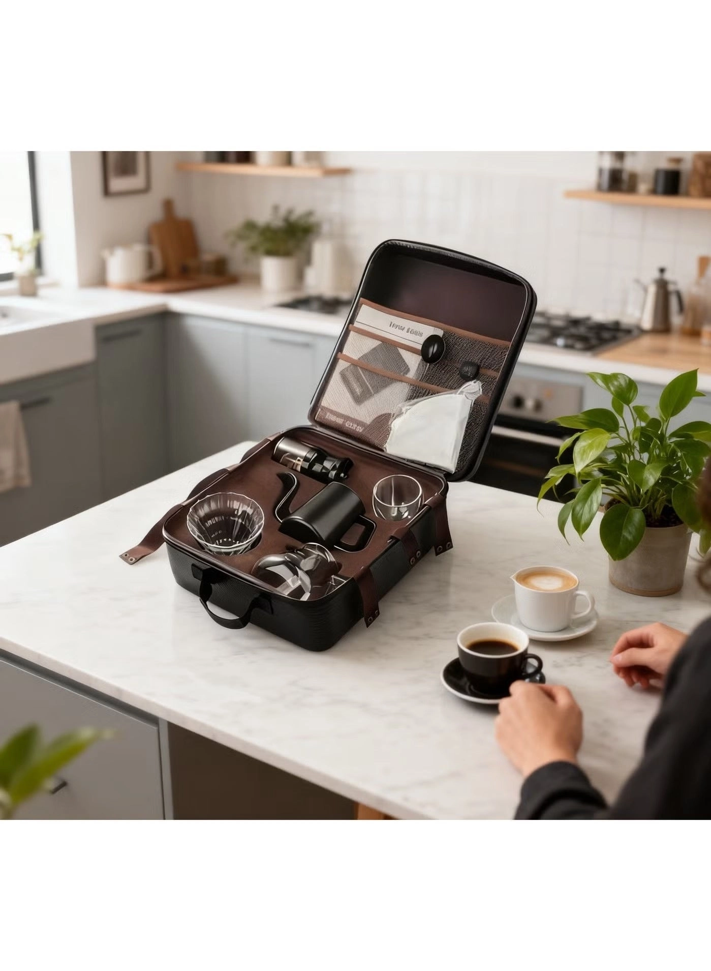 Pour Over Coffee Maker Set Kettle Scale Grinder 153281