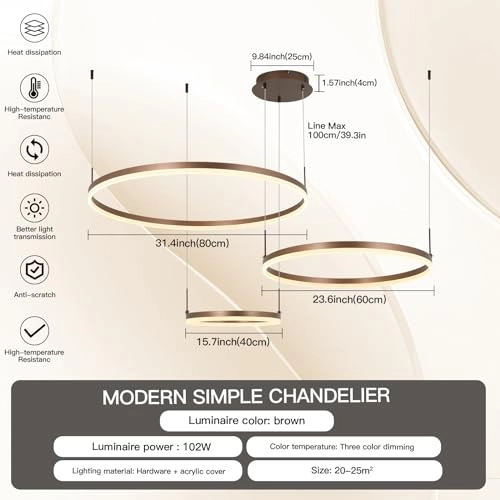 Modern LED Chandelier - 3000K-6000K Dimmable