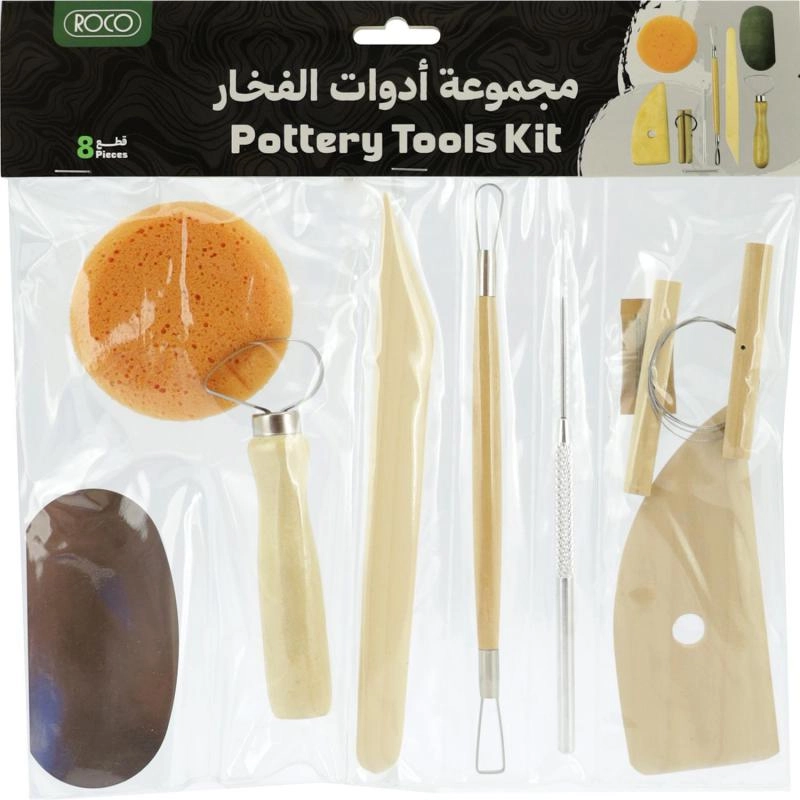 Roco Pottery Tool Set - Sponge/Steel/Wood/Plastic 8 Pieces