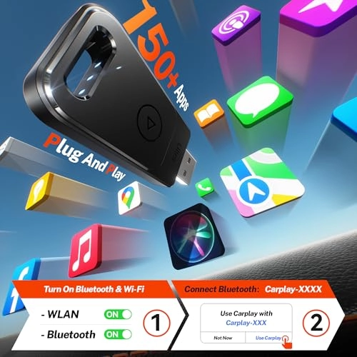Wireless Carplay Adapter - 3X Fast Auto-Connect Plug&Play Matte Black