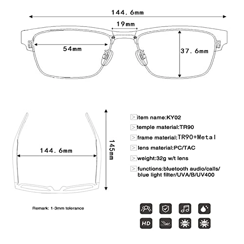 Smart Glasses - Bluetooth 5.4 IP5 Blue Light Blocking
