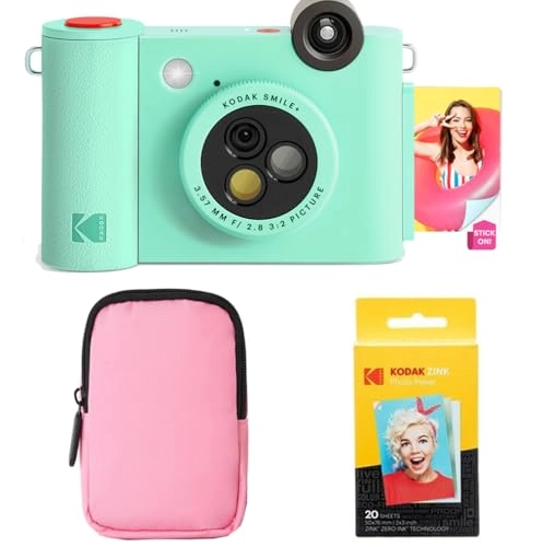 Smile+ - 2-in-1 Digital Instant Print Camera + Case + Zink 20pk 2x3 Sticky Back Photo Paper + Album + Sticker Sets + Sticker Frames + Markers